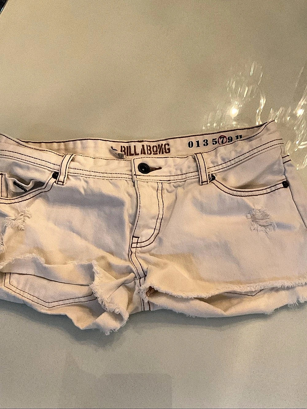 Billabong Distressed Jean Shorts in White